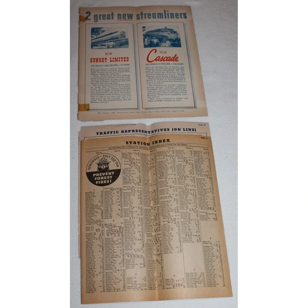 35 VTG Southern Pacific Lines Time Tables 1940s-1980s Passenger & Employee lot